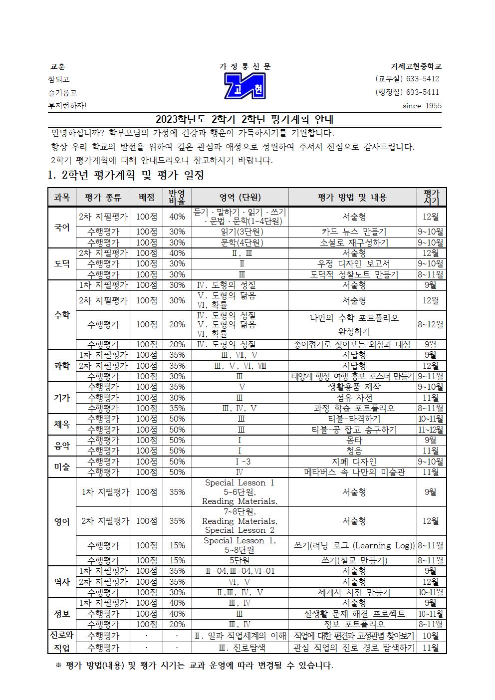 [가정통신문] 2023학년도 2학기 2학년 평가 계획 안내001.jpg