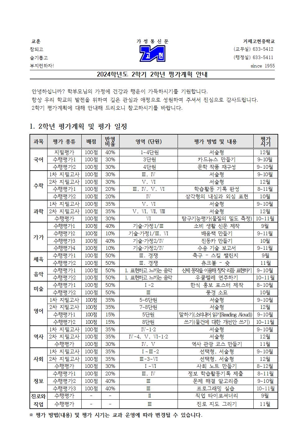 [가정통신문] 2024학년도 2학기 2학년 평가 계획 안내001.jpg